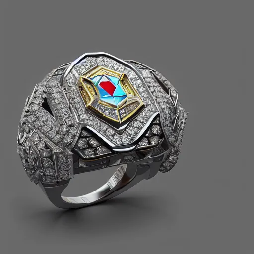 Image similar to Benfica championship ring, diamonds, rubys, smooth lighthing, ultradetailed, 4k, trending on artstation, devianart and cgsociety, concept art