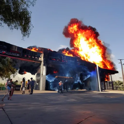 Prompt: fast and furious supercharged is on fire