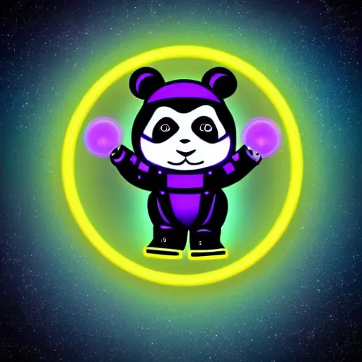 Prompt: panda astronaut standing in front of a neon purple glowing ring in space, intricate, epic lighting, cinimatic composition, hyperrealistic