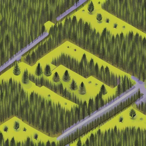 Prompt: an isometric forest top down view Michael Menzel