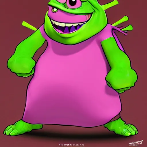 Image similar to shocked mike wazowski fusion shrek