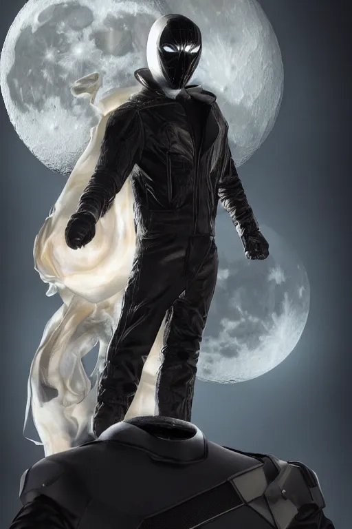 Prompt: hyperrealistic photography of Moon Knight mixed with Ghostrider style of patricia piccinini and Ivailo Ivanov and Gal Yosef, full-shot, merged character, 4k, highly detailed, cinematic lighting, photorealistic, 3d render, award winning render, unreal engine, masterpiece, octane render, sharp focus, studio lighting, 8k, hd