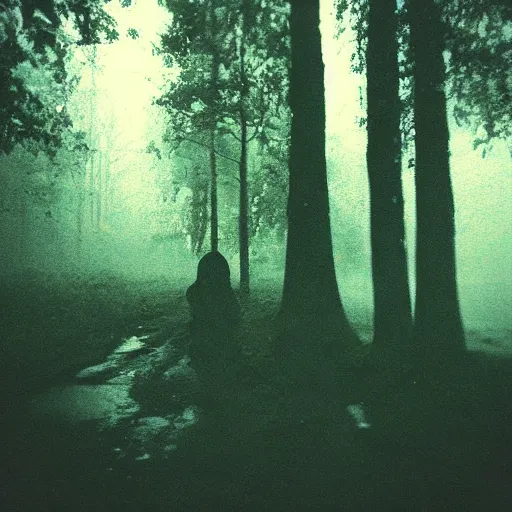 Image similar to lomo rainy ghost scary in the woods,