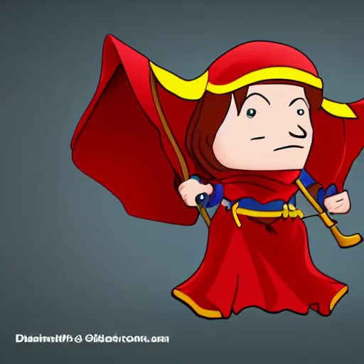 small wizard with no arms wearing a big cape around, Stable Diffusion