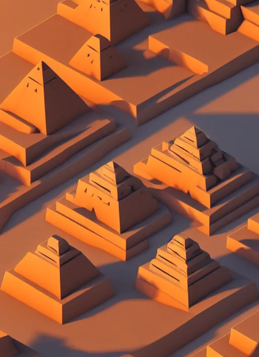 Prompt: a low poly isometric render of futuristic egypt with pyramids in the style of monument valley, intricate, elegant, smooth shading, soft lighting, illustration, simple, solid shapes, by magali villeneuve, jeremy lipkin and michael garmash, rob rey and kentaro miura style, octane render, zaha hadid