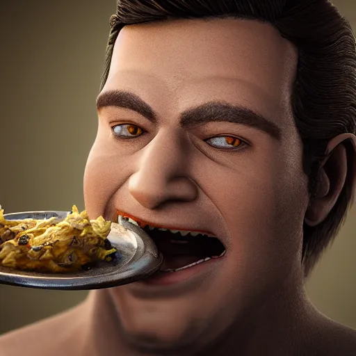 Image similar to man eating render by blender