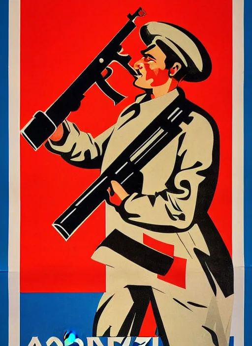 Prompt: soviet propaganda poster of an ak - 4 7, socialist realism. by alexander zelensky, viktor deni, havrylo pustoviyt