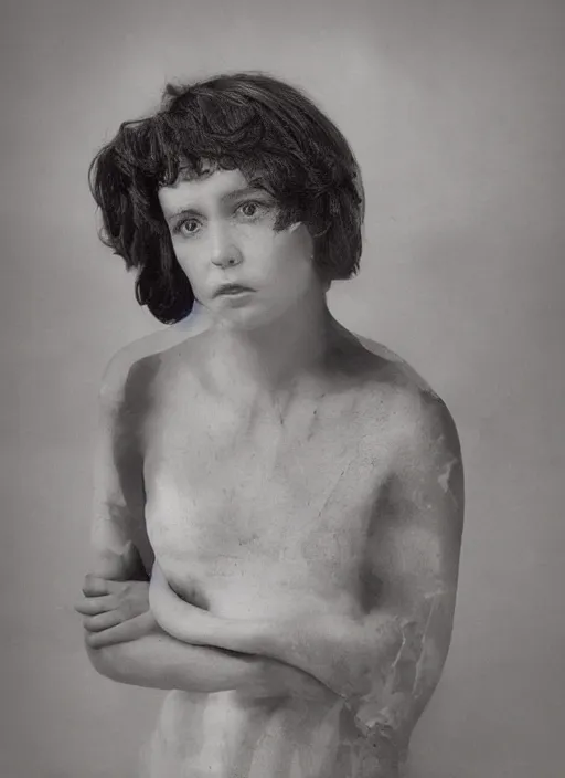 Image similar to half - length portrait of girl, fine art portrait photography by richard avedon