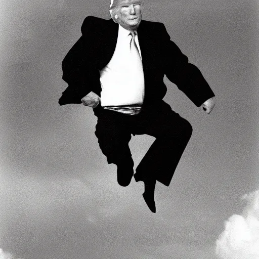 Image similar to donald trump flying in the air