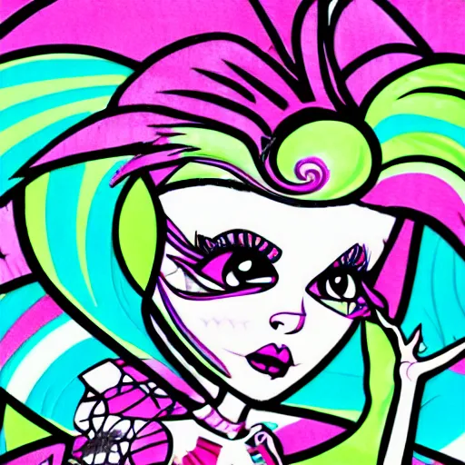 Image similar to psychedelic monster high detail