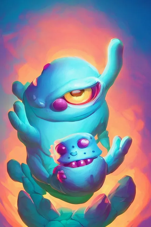 Image similar to smurf ghost creature animal sushi cristal very big eye roots cactus elemental flush of force nature micro world fluo fishscale, behance hd by jesper ejsing, by rhads, makoto shinkai and lois van baarle, ilya kuvshinov, rossdraws radiating a glowing aura global illumination ray tracing hdr