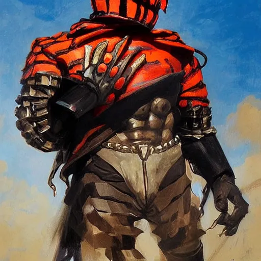 Image similar to greg manchess portrait painting of partially armored freddy krueger as overwatch character, medium shot, asymmetrical, profile picture, organic painting, sunny day, matte painting, bold shapes, hard edges, street art, trending on artstation, by huang guangjian and gil elvgren and sachin teng