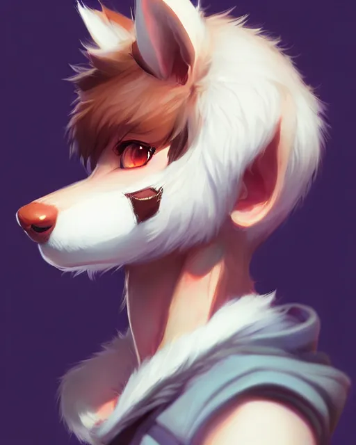Image similar to visual novel character concept art of a cute male anthropomorphic furry | | adorable, key visual, realistic shaded perfect face, fine details by stanley artgerm lau, wlop, rossdraws, james jean, andrei riabovitchev, marc simonetti, and sakimichan, trending on weasyl