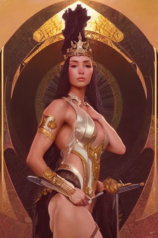 Prompt: princess of the empire, highly detailed, digital painting, artstation, concept art, smooth, sharp focus, illustration, unreal engine 5, 8 k, art by artgerm and greg rutkowski and alphonse mucha and ifbb pro fitness photograph