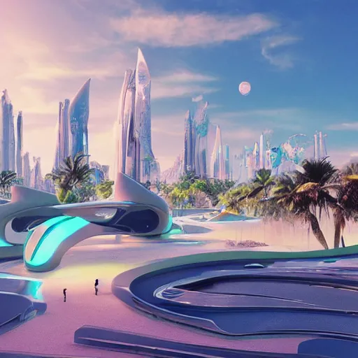 Image similar to futuristic paradise, real life picture, futuristic