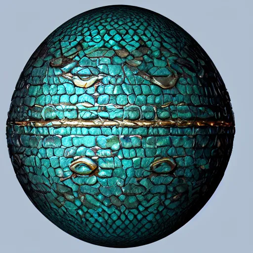 Image similar to a highly decorated dragon scale egg, photorealistic, symmetrical, unreal engine