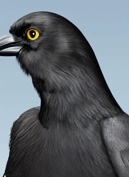 Prompt: a highly detailed ultra realistic photograph of a crow pilot