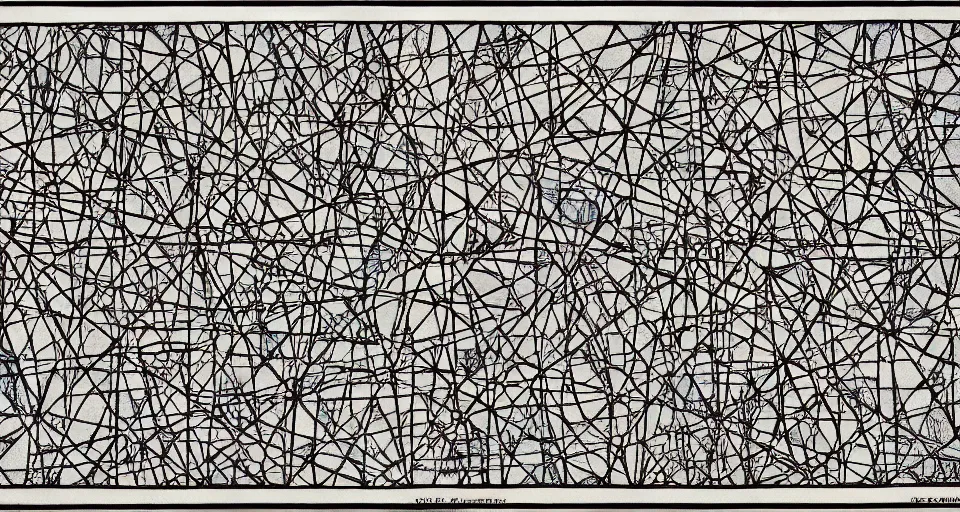 Prompt: The turbulent caustic musical octagons by André Masson and Piet Mondrian in Manga style, uisng 105mm lens