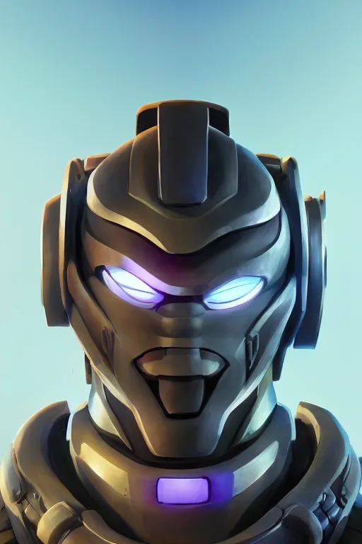 Image similar to epic robot ninja mask helmet stylized as fornite style game design fanart by concept artist gervasio canda, behance hd by jesper ejsing, by rhads, makoto shinkai and lois van baarle, ilya kuvshinov, rossdraws radiating a glowing aura global illumination ray tracing hdr render in unreal engine 5