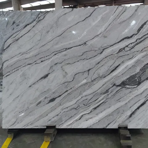 Prompt: grey slab marble with black and cream colored veining, specimen piece,