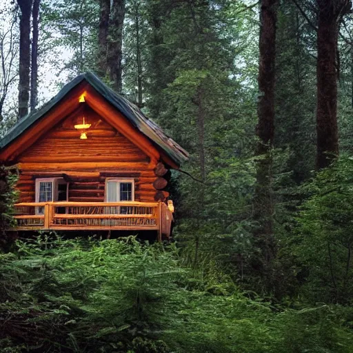Prompt: a cabin in the forest