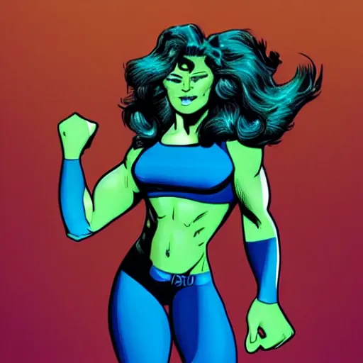 Prompt: a blue version of she hulk