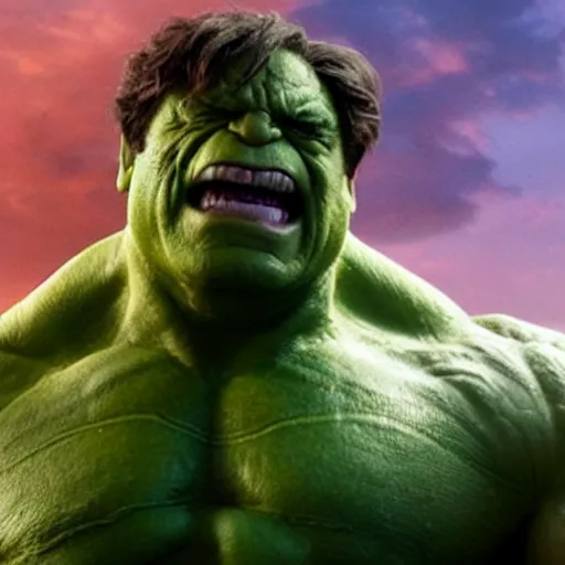 Image similar to film still of Danny Devito as Hulk in Avengers Endgame