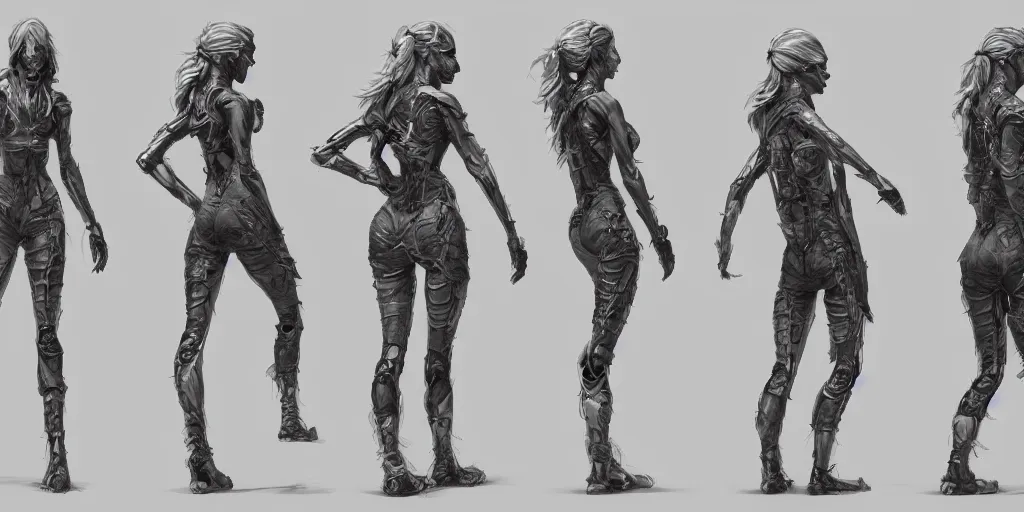 Prompt: tough halston sage running cycle, character sheet, fine details, concept design, contrast, kim jung gi, greg rutkowski, trending on artstation, 8 k, full body, turnaround, front view, back view, ultra wide angle