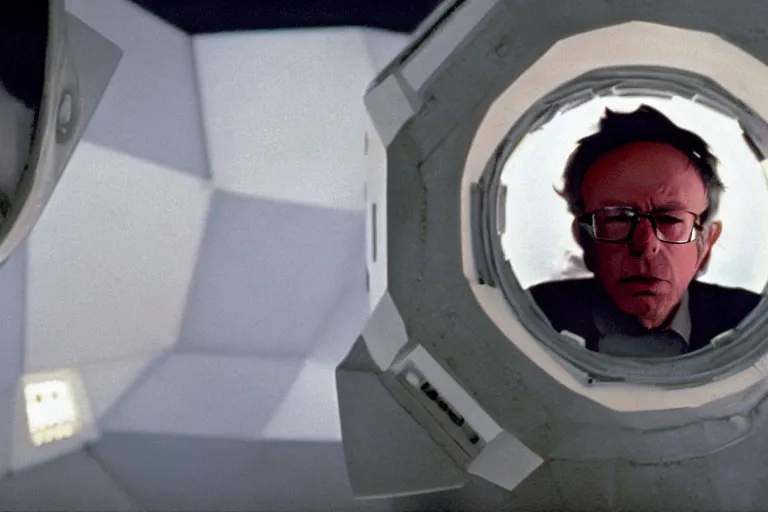 Image similar to movie screenshot of bernie sanders in 2001: A Space Odyssey (1968)