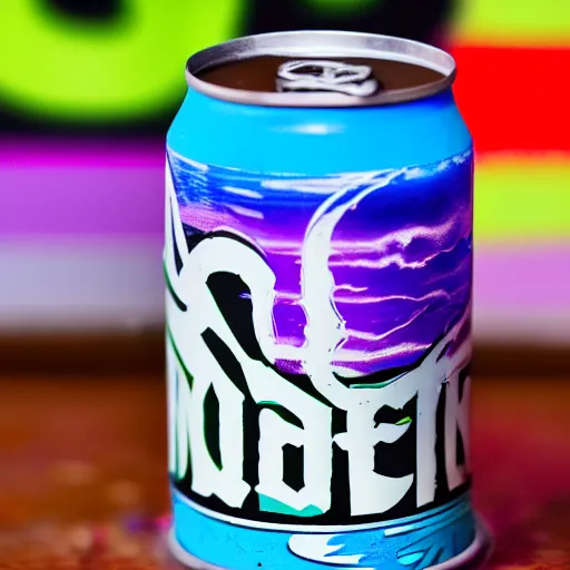 Prompt: A photograph of a can of Monster Energy, Beach Bussy flavour. Sigma f/2.0, 50mm