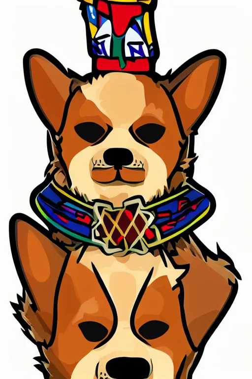 Image similar to Portrait of a corgi as a Mexican wrestler in a mask, sticker, colorful, illustration, highly detailed, simple, smooth and clean vector curves, no jagged lines, vector art, smooth