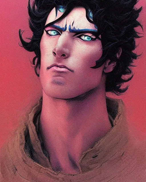 Image similar to portrait of jonathan joestar from jojo bizzare adventure painted by hirohiko araki and zdislav beksinski and wayne barlowe and greg rutkowski