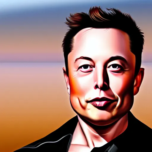 Prompt: extremely detailed 4k painting of Elon Musk with a tan, universe in his eyes