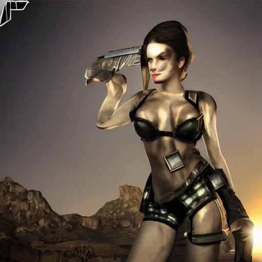 Prompt: Amouranth in UE5 Fallout New Vegas Mod, high detail, award winning