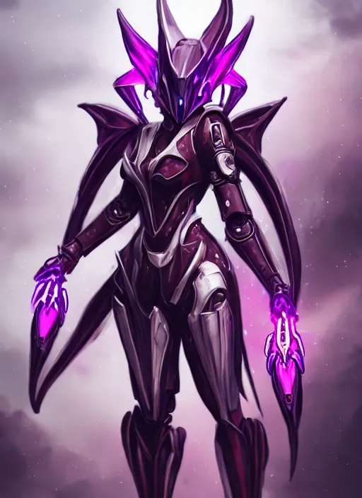 Image similar to cinematic, hyperdetailed elegant beautiful stunning giantess anthropomorphic mecha hot female dragon goddess, sharp spines, sharp metal ears, smooth purple eyes, smooth fuschia skin, silver armor, bigger than galaxy, epic proportions, epic scale, macro giantess, warframe, destiny, furry, dragon art, goddess art, giantess art, furaffinity, octane