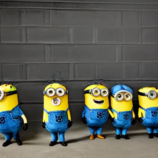 Image similar to minions walking about in the backrooms