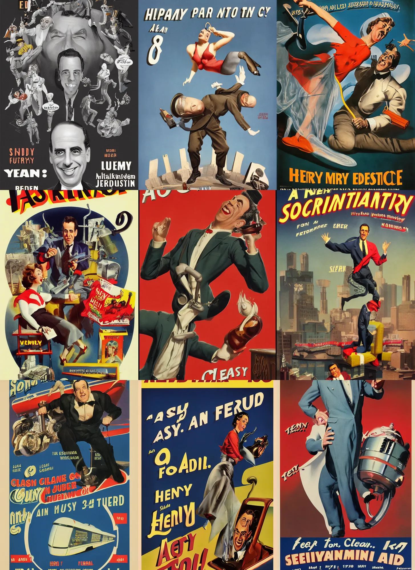 Prompt: a 1950 Funny clean poster artwork by Peter Andrew Jones and Mark Ryden and Al Feldstein, Henry Justice Ford, Of the Jerry seinfeld Show , Houdini algorithmic generative render, sharp focus, octane render 8k