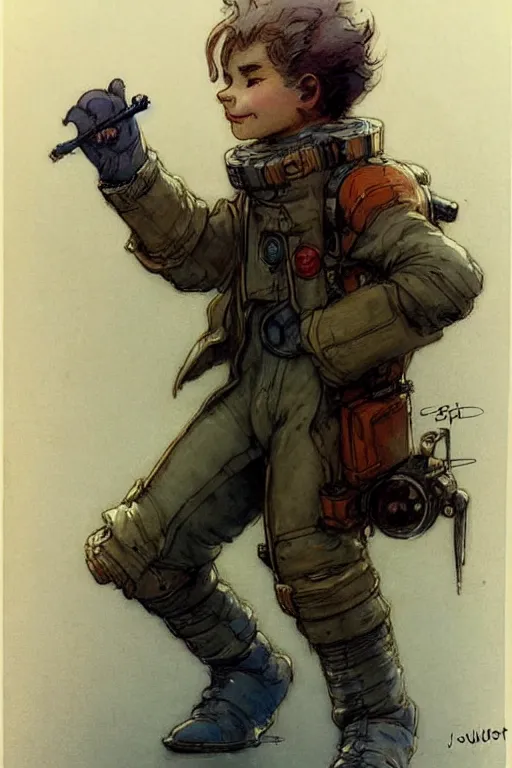 Image similar to ( ( ( ( ( 2 0 5 0 s retro future 1 0 year old boy super scientest in space pirate mechanics costume full portrait. muted colors. ) ) ) ) ) by jean baptiste monge, rudolph belarski!!!!!!!!!!!!!!!!!!!!!!!!