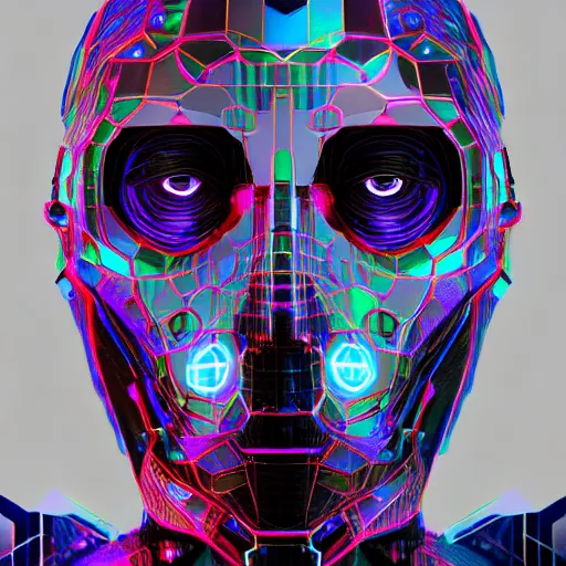 Prompt: portrait of artificial intelligence chromatic suit by Petros Afshar and Beeple, highly detailed