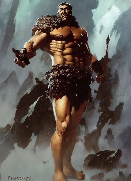 Image similar to Olympus by Frank Frazetta, Greg Rutkowski, Boris Vallejo, epic fantasy character art, greek Nicolas Cage god, Exquisite detail, post-processing, masterpiece, cinematic