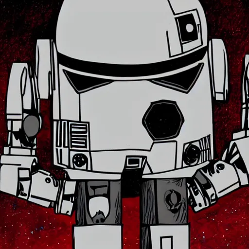 Prompt: a star wars droid with the word kris written on it, mega detailed, HD