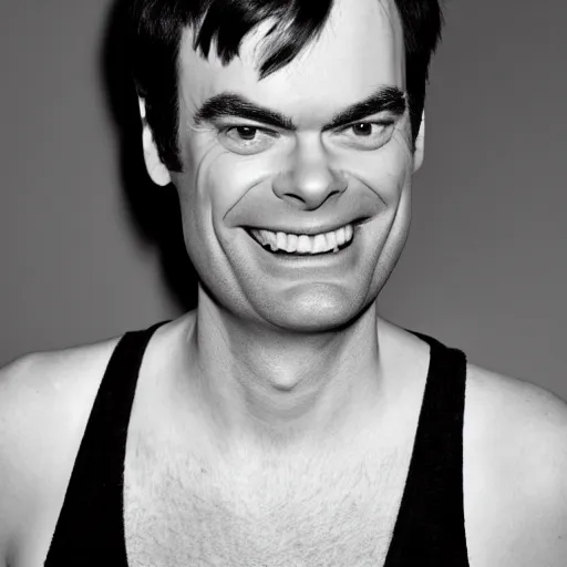 Prompt: baby bill hader laughing : : headshot