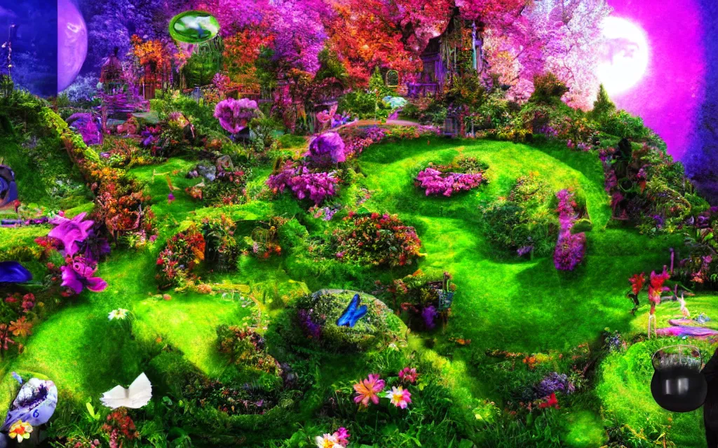 Image similar to techno - spiritual utopian garden, perfect future, award winning digital art