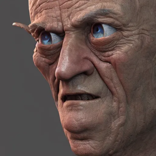 Image similar to a close up of an old man with big eyes, a raytraced image by Christoph Amberger, zbrush central contest winner, photorealism, zbrush, unreal engine 5, vray tracing