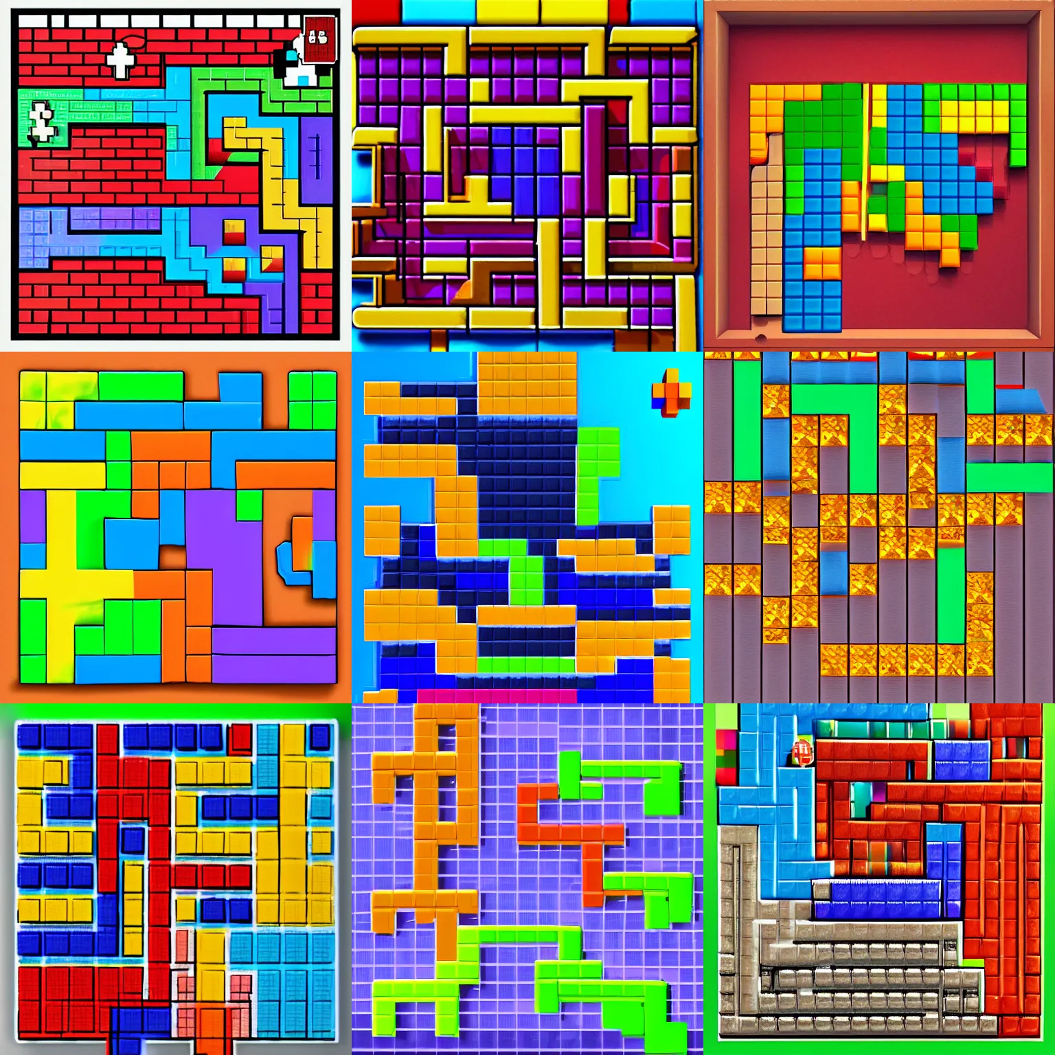Prompt: tetris game, brick games, 1990, artstation
