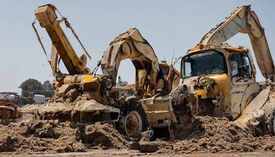 Image similar to big budget movie about a bulldozer demolition derby