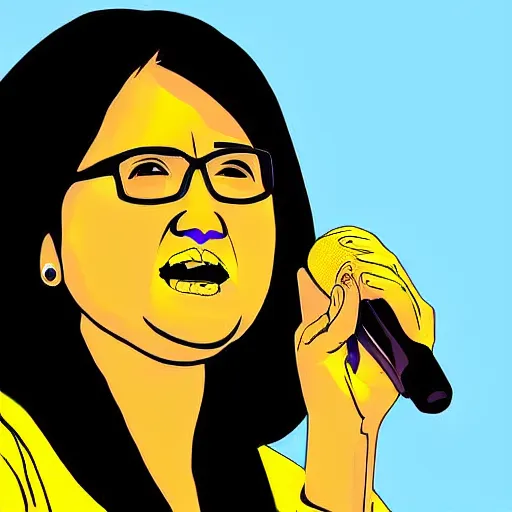 Prompt: digital art of leni robredo in a public speaking, drawn by derpixon,