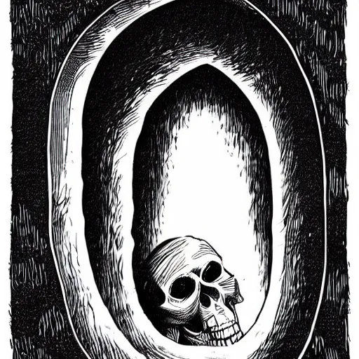 Image similar to storybook illustration of an open wardrobe revealing the entrance to a fantastic world featuring skullduggery pleasant, storybook illustration, monochromatic