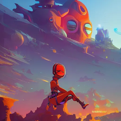 Image similar to hero world futurama, behance hd by jesper ejsing, by rhads, makoto shinkai and lois van baarle, ilya kuvshinov, rossdraws global illumination