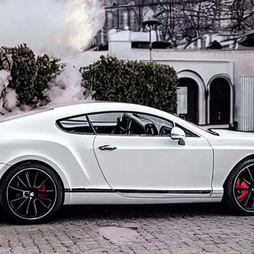 Image similar to white Bentley Continental Gt !Exploding